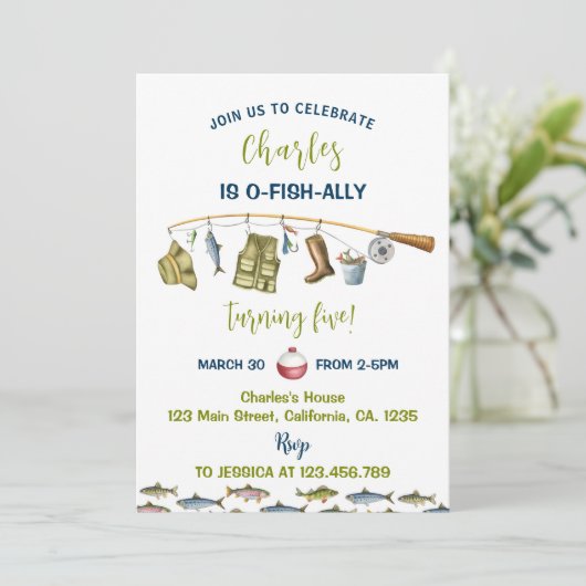 Le Big One Fishing Anniversaire Invitation (Debout devant)