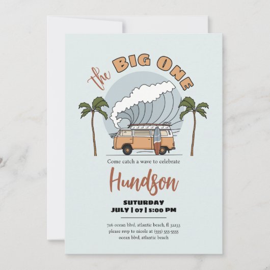 Le Big One Surf Up Anniversaire Carte d'invitation (Devant)