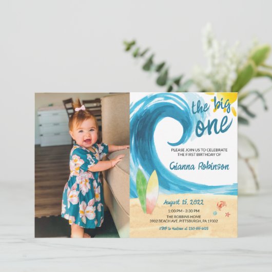 Le Big One Surfer Première Invitation d'anniversai (Debout devant)