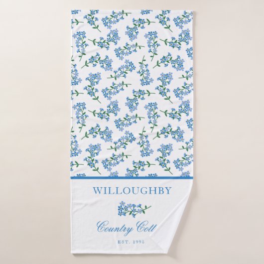 Le blanc bleu m'oublient pas motif (Serviette de bain)