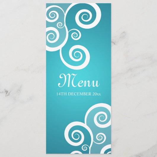 Le blanc élégant de menu de mariage tourbillonne (Devant)