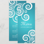 Le blanc élégant de menu de mariage tourbillonne (Devant / Derrière)