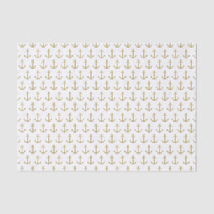 Le blanc et l'or ancre loin le papier de soie de