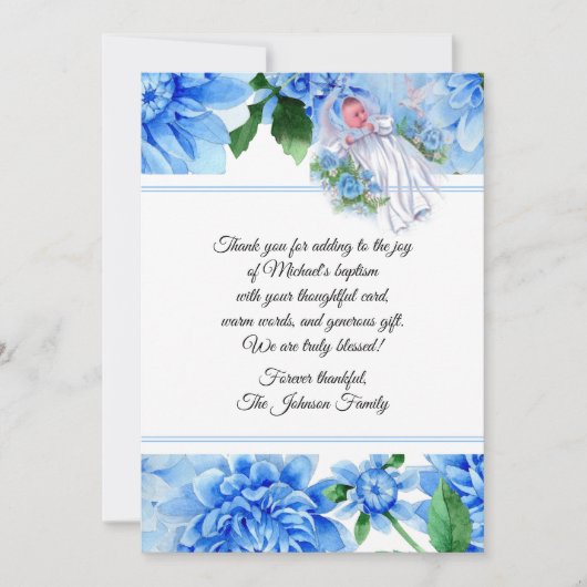 Le bleu baptismal de bébé fleurit le Merci (Devant)