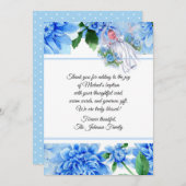 Le bleu baptismal de bébé fleurit le Merci (Devant / Derrière)