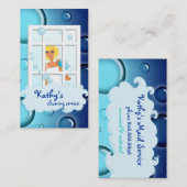 Le bleu de carte de visite de nettoyage bouillonne (Devant / Derrière)