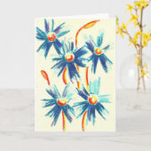 Le bleu fleurit la carte de voeux (Fleur jaune)