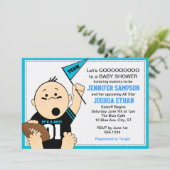 Le bleu folâtre des invitations de baby shower de (Debout devant)