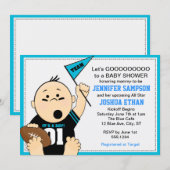 Le bleu folâtre des invitations de baby shower de (Devant / Derrière)