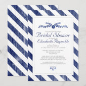 Le bleu marine barre des invitations de Fête de la (Devant / Derrière)