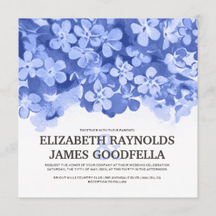 Le bleu marine fleurit des invitations de mariage