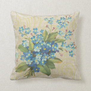 Le bleu m'oublient pas et lacent le coussin