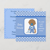 Le bleu pointille des invitations de baby shower (Devant / Derrière)