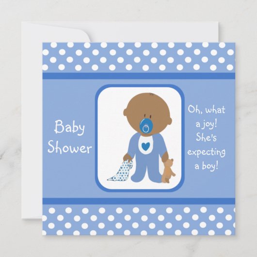 Le bleu pointille des invitations de baby shower (Devant)