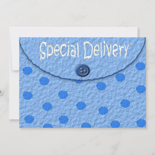 Le bleu pointille des invitations de baby shower (Devant)