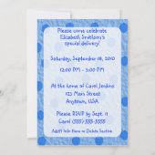 Le bleu pointille des invitations de baby shower (Dos)
