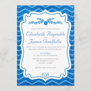 Le bleu royal Chevron barre des invitations de