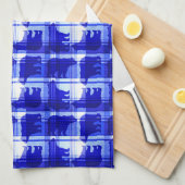 Le bleu rustique de plaid soutient la serviette de (Quart Plié)