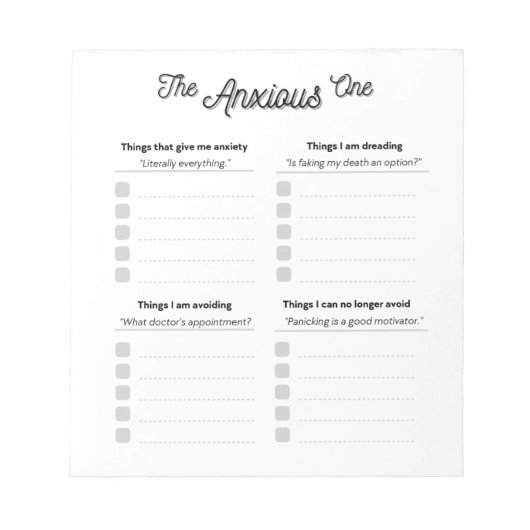 Le Bloc-notes anxieux (Devant)