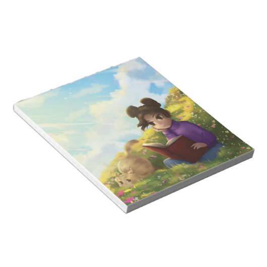 Le Bloc-Notes de la Fille Lisant et du Chat Ennuyé (Incliné)