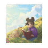 Le Bloc-Notes de la Fille Lisant et du Chat Ennuyé (Devant)