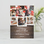 Le bois vintage et neigent carte photo des (Debout devant)