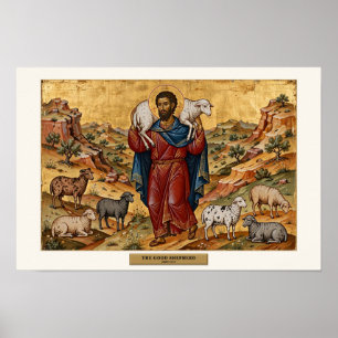 Le Bon Berger — Affiche d'icône byzantine