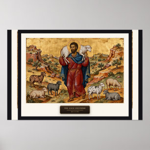 Le Bon Berger — Affiche d'icône byzantine