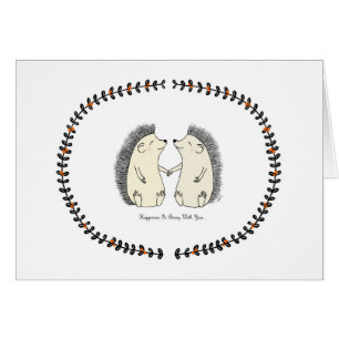 Le bonheur est avec vous carte d'amour de hérisson