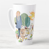 LE BONHEUR EST Chow Corgi -latte mug (Angle gauche)