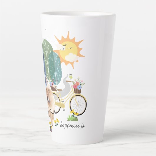 LE BONHEUR EST Chow Corgi -latte mug (Devant)