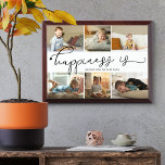 Le bonheur est | Papa Photo Collage Plaque<br><div class="desc">Collage photo avec 6 de vos photos préférées et votre texte personnalisé. "le bonheur c'est" est écrit à la main dans une calligraphie noire mignonne et élégante et le modèle est mis en place pour que vous finissiez la citation. L'exemple de libellé dit que le bonheur est d'avoir votre comme...</div>