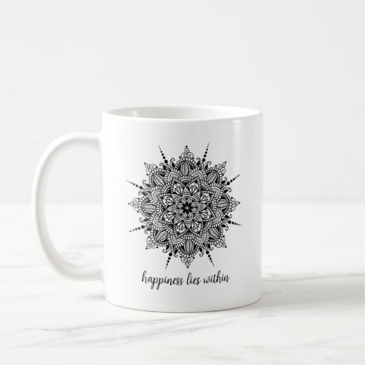 Le bonheur réside dans Mandala Coffee ou Tea Mug (Gauche)