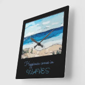 Le Bonheur Vient Dans Les Vagues Horloge Mur Acryl (Angle)