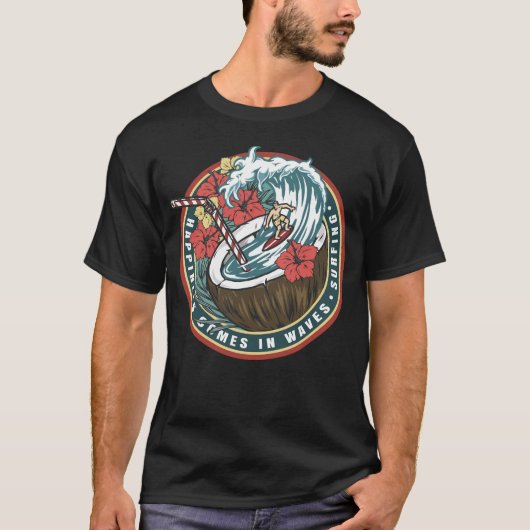 Le Bonheur Vient En Vagues - T-Shirt Surfing (Devant)