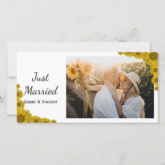 Le bord de tournesol juste marié Faire-part (Devant)