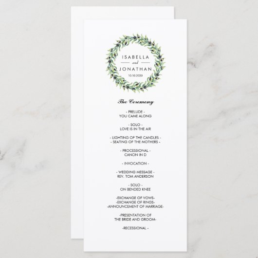 Le Bosquet d'Oliviers | Programme de mariage rusti (Devant / Derrière)