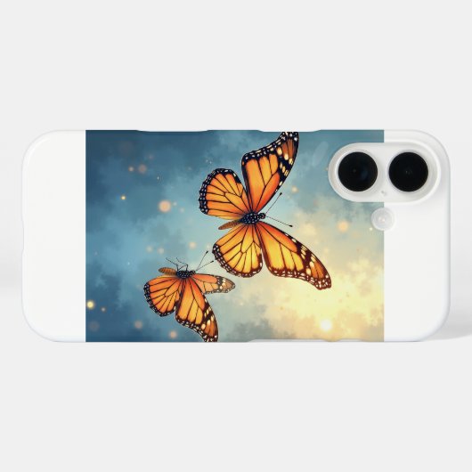 Le brillant papillon iPhone 16 Coques (Verso (horizontal))