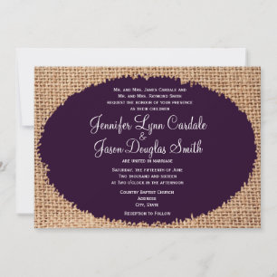 Le Burlap Rustique Des invitations au mariage viol