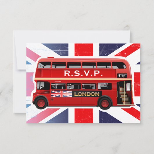 Le bus rouge de Londres - Cartes RSVP (Devant)