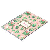 Le cactus rose personnalisé fleurit carnet (Côté gauche)
