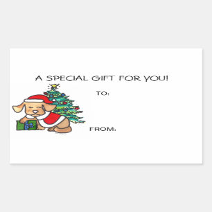 Le cadeau de chien de Noël étiquette auto-adhésif