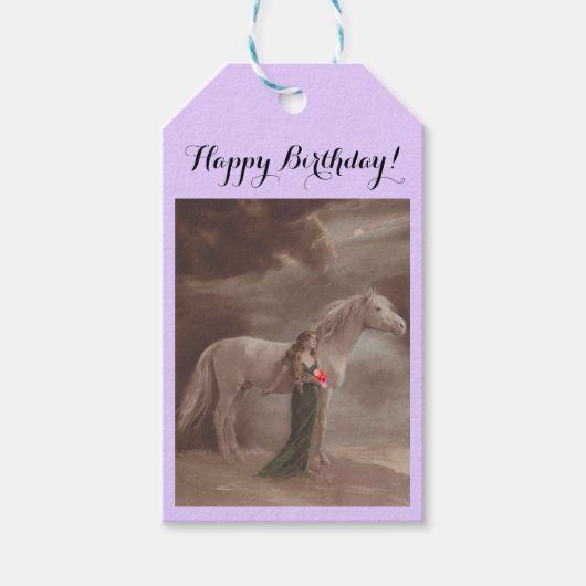 Le cadeau étiquette des fleurs de cheval de fille (Devant)