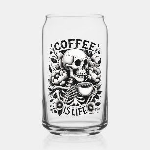 "Le café c'est la vie" Squelette noir et blanc