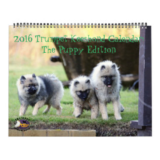 Le calendrier de Keeshond de 2016 trompettes :