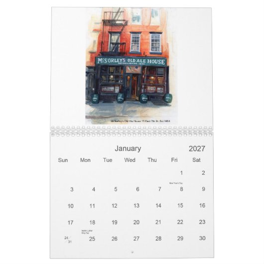 Le calendrier des barres le plus fin de New York (Jan 2027)