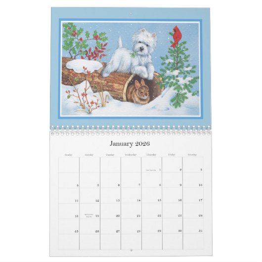 Le calendrier des Westies Ariments (Jan 2026)