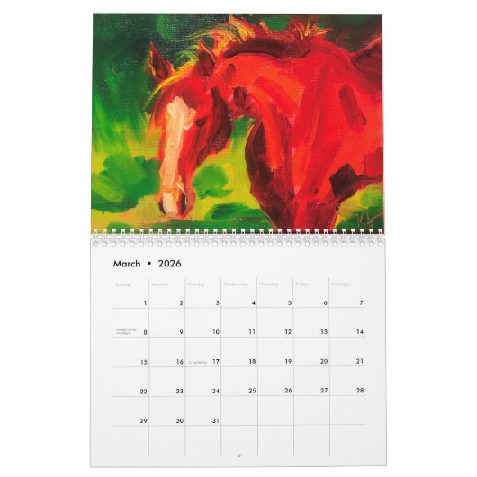 Le calendrier équin expressif d'art de 2019 (Mar 2026)