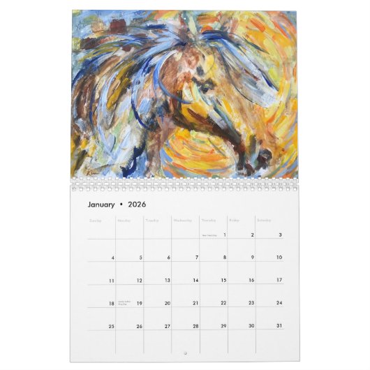Le calendrier équin expressif d'art de 2019 (Jan 2026)