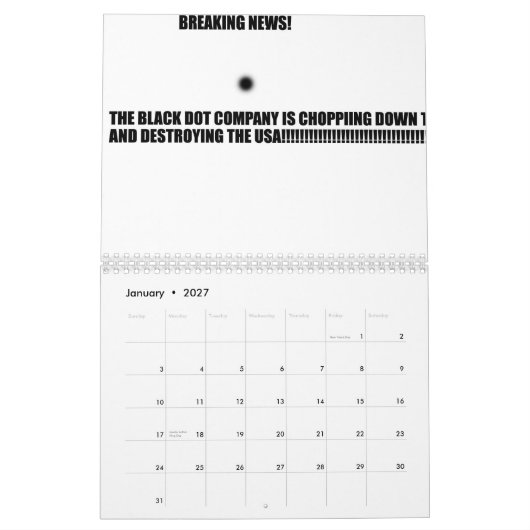 Le calendrier noir mauvais de point (Jan 2027)